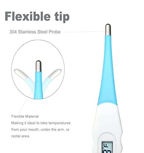 Digital Thermometer，BESTWYA Thermometer for Adult (B, Pack of 4) | Flexible Tip Accurate LCD Reading Oral, Rectal or Under Arm Use