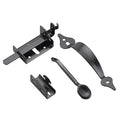Richelieu Steel Pull Handle and Thumb Latch for Gates and Sheds, Black - color: Black, size: 7 1/16-inch