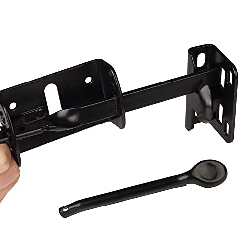 JIAHOO Gate Latch, Thumb Latch Hardware, Gate Latch for Wooden Fence | Heavy Duty Self Locking Latches with 8 inch Handle, Gate Kit for Wooden Fence & Swing Outdoor Gate – Steel, Black Finish