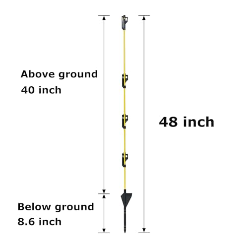 48 inch Electric Fence Posts Step in Fiberglass Insulated Plastic Electric Fence with Post, Electric Fence Stakes for Dogs, 50 Pack - color: 48 INCH, size: 50 pcs