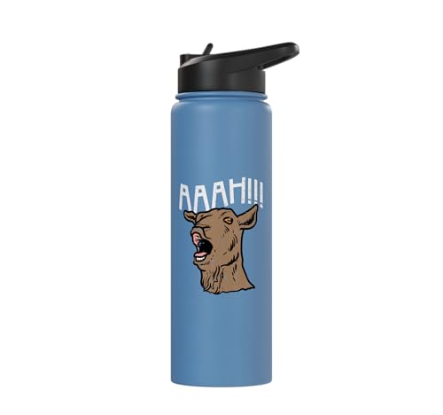 Goat Aaah Bleating Scream Animal Lover Farmer Men Women Kids Stainless Steel Insulated Water Bottle - color: Light Blue