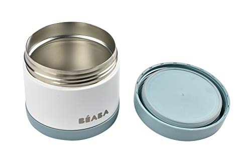 Beaba Stainless Steel Insulated Food Jar 16 oz, Kids Thermos, Lunch Containers, Leakproof, Wide Opening, Suitable for Hot and Cold Foods (Cloud) - color: Cloud