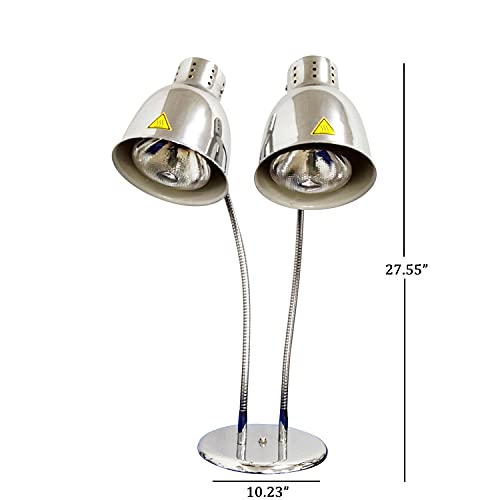 Food Heat Lamps with Dual 250w Bulbs Food Warmer Lights Food Heating Warmer Lamp Restaurant Kitchen Buffet Warmer Table (Double Head)