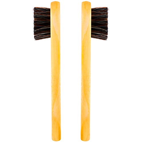 Jovitec 5 Pack Horsehair Polish Applicator Brush Kit Saddle Soap Shoe Shine Brush Dauber Wooden Care Shine Clean for Leather Boot Bag - color: Light Yellow