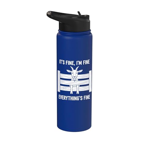 It's Fine I'm Fine Everything's Fine Goat Farm Mom Funny Kid Stainless Steel Insulated Water Bottle - color: Royal Blue