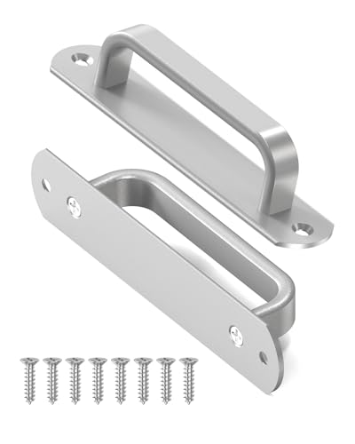 5.7 Inch Sliding Barn Door Handle - Aluminum Hardware Cabinet Pull Handles for Drawer, Closet, Shower/Glass/Shed/Kitchen/Garage Gate Doors with Screws (2, Silver) - color: Silver
