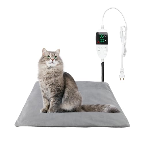 Pet Heating Pad for Cats Dogs with Temp Adjustable & Auto Power-Off | heated cat bed cat house bed cat warming pad indoor outdoor - size: 16" x 20"