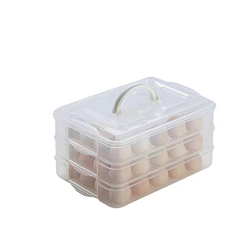 Egg Storage Container for Refrigerator, 3-Layer Deviled Egg Tray, Stackable Fridge Egg Organizer with Lid and Handle, Extra Large Holder, 60 Count Eggs Keeper(transparent 3 layer) | 3-Layer, 60 eggs, Stackable Storage Holder with Handle for Refrigerator f