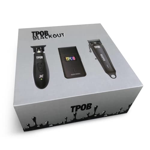 TPOB Slime 2 Barber Hair Clippers Trimmer Shaver Set for Men with Matte case and X Fade Blade (Black Pack) - color: Black Pack