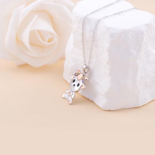 Cute Goat Necklace for Women - 925 Sterling Silver Goat Zirconia Heart Pendant Necklace Jewelry Gifts for Goat Animal Lovers