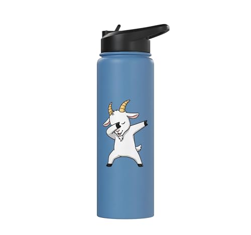 Dabbing Goat Kids Halloween Costume Cute Farm Animal Dab Stainless Steel Insulated Water Bottle - color: Light Blue