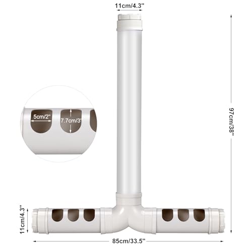PVC Chicken Feeder No Waste 13lbs Automatic Poultry Feeder | Chicken Food Dispenser with 6 Feeding Port, Gravity Poultry Feeding Trough for Ducks Turkeys Geese Quails Pigeon