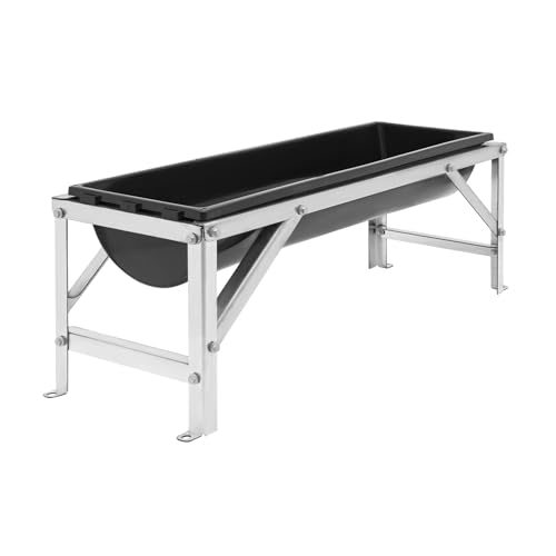 Livestock Feed Trough, 35L/9.25Gal Large Capacity Livestock Feeder with Triangular-Structure, Heavy Duty Metal Stand, Goat Water Trough for Sheep,Deer, Pigs, Horses, Cows, Lambs,Calves in Farm (Black) - color: Black