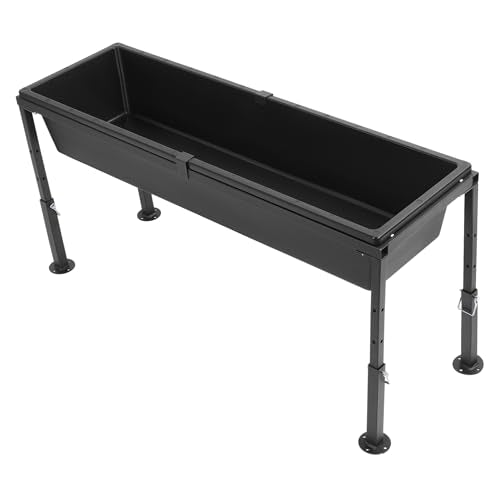 Livestock Feeder Water Trough 42" Long 11 Gallon with Adjustable | Stand for Feeding Farm Livestock Sheep Horses Chickens Pigs and Cattle Steel+Plastic Powder Coated
