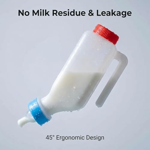 5 Pack 800ml Lamb Feeding Bottles | 5 bottles with 10 soft silicone nipples. 45° leak-proof double-cap design, marked with clear scales.