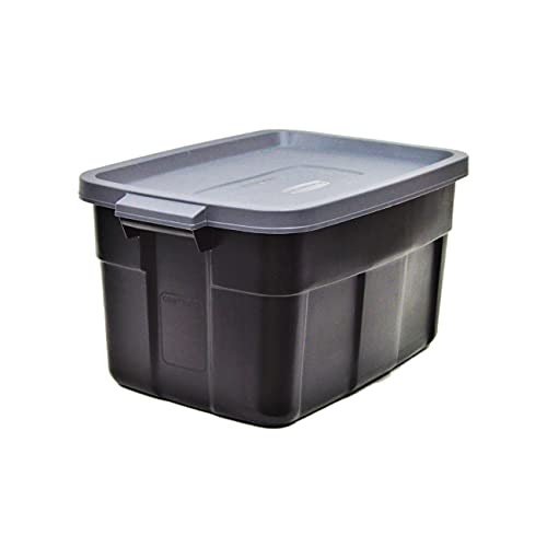 Rubbermaid Heavy Duty Black Storage Bins Plastic Totes with Lids for Storage, Stackable, Large Capacity, Durable, Multipurpose, 14 GAL, 6 Pack (14 GAL - 6 Pack Solid Black and Grey) - size: 14 Gal - 6 Pack