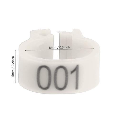 100PCS Numbered Leg Bands, 8mm Inner Diameter | Color-Coded Identification for Hatches, Durable Plastic Resists Cracking, Clip-On Design No Extra Tools, Organize Breeding Re