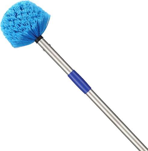 Cobweb Duster with Extension Pole - 6 FT Lightweight Stainless Steel Extendable Duster Ceiling Fan Duster for High Ceilings, Medium Stiff PET Bristle Spider Web Brush for Indoor/Outdoor Cleaning - size: 6FT