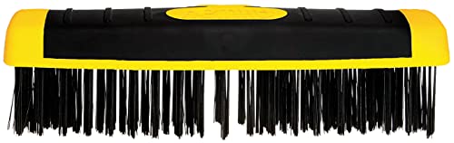 ALLWAY SB619 Carbon Steel Wire Scrub Brush Block | Soft-Grip, Threaded Pole Socket, Chemical and Solvent Resistant Bristles - style: Carbon Steel Wire Scrub Brush Block