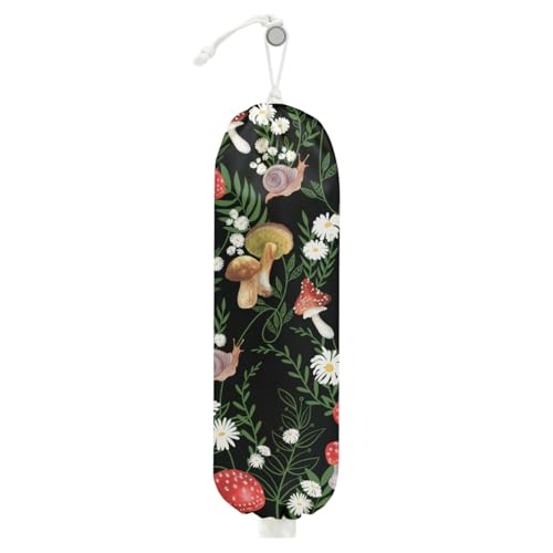 Vibrant Mushroom Plastic Bag Holder for Kitchen Essentials Storage | Snail Floral Grocery Bag Holder for Plastic Bags, Washable Shopping Bags Storage Dispenser Mushroom Gifts for Women - color: Mushroom