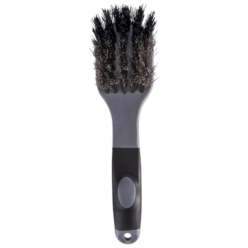 Schneiders Bucket and Trough Scrub Brush - 2 Pack | Durable Synthetic Bristles | Comfortable Silicone Grip | Ideal for Horse Water Buckets & Feed Troughs | Color Black/Gray