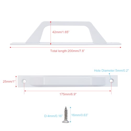 Semetall Barn Door Handle 175mm Hole Center Solid Steel White Flush | Gate Handle Heavy Duty Door Pull Hardware Handle with Screws for Wooden Door Sliding Barn Doors Gates Garages Sheds