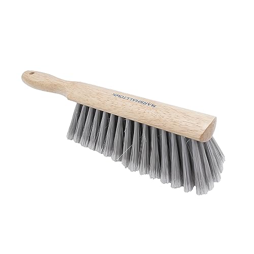 Marshalltown Silver Foxtail Brush, Stiff Bristles, Assembled in the USA | Stiff Soft-Tipped Bristles on 13 1/2 Inch Hardwood Block, Cleans Grout Film from Tile, Bench Brush, Shop Brush, 6520