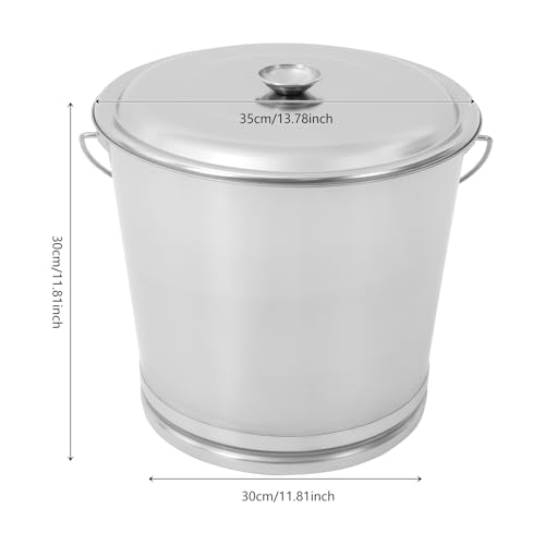 DYNAMI 5.3Gal Stainless Steel Bucket with Lid and Handle,Metal Compost Bucket Milk Bucket w/Raised Bottom,Large Opening Multipurpose Metal Bucket Ice Bucket Lab Bucket (20L/5.3Gal) - size: 20L/5.3Gal