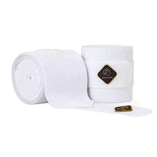 Elastic Fleece Bandages for Horses, Non- Slip and Snug fit Breathable Material for Injury Protection and Superior Legs Support, Stocking up Solution - White - (2 Units Per Pack) - color: White, size: 2 Pack