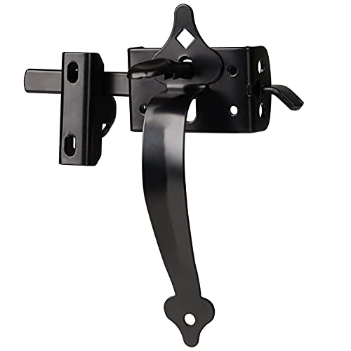 JIAHOO Gate Latch, Thumb Latch Hardware, Gate Latch for Wooden Fence | Heavy Duty Self Locking Latches with 8 inch Handle, Gate Kit for Wooden Fence & Swing Outdoor Gate – Steel, Black Finish