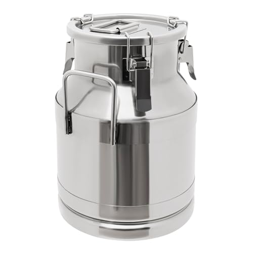 10L/2.64Gal Milk Can, Stainless Steel Milk Transport Cans Wine Pail Bucket Tote Jug Pot Oil Liquid Storage Barrel with 2 Handles Milk Container with Lid for Grain Wine Liquid - color: 10l-2.64gal