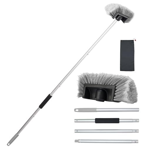 Car Wash Brush with Long Handle, 60'' Soft Bristle Cleaning Brush, Car Cleaning Brushes, Carwash Brushes for SUV, RV, Boat, Truck, House Siding, Sweep Snow, Gray - color: Gray