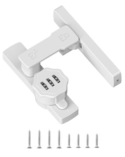 Flip 90/180 Degree Sliding Barn Door Lock Latch, White | Keyless 3-Digit Combination Latch Lock for Shed, Closet, Cabinet, Bedroom, Cupboard, Screen, Sliding/Swinging Door - color: White-1 Pc