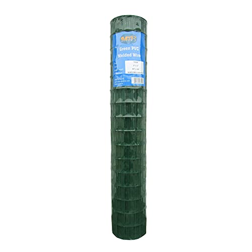 16GA PVC Green 48in x50ft-3in x 2in Welded Wire Mesh Garden Economy Fence - color: Green, size: 48"x50\'-3"x2" 16GA