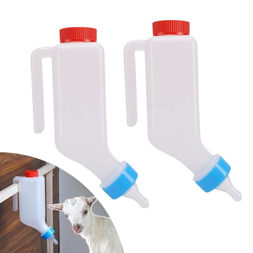 5pcs 500ml Lamb Feeding Bottle, Thickened Goat Milk Feeder Bottles, Hang Upside Down Livestock Milk Bottle with Pacifier Hanging Handle for Goat Lamb Fawns Nigerian Dwarf Doeling