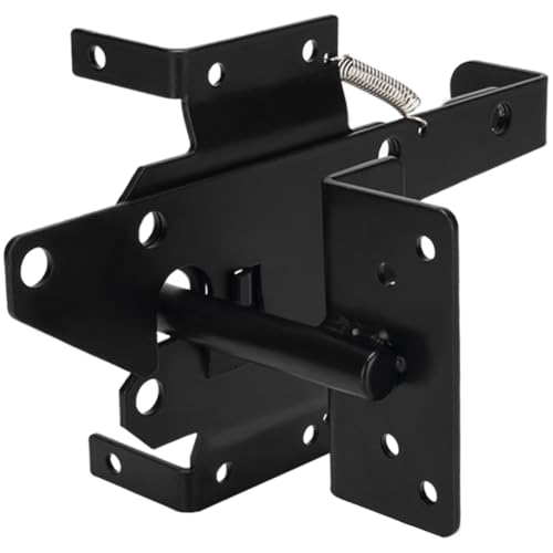 Self Locking Gate Latch Automatic Fence Lock Gravity Door Latch Hardware | Post Mount Gate Hardware for Wooden Fence/Vinyl Fence/Pool/Yard/Garden,Fence Latch with Black Finish