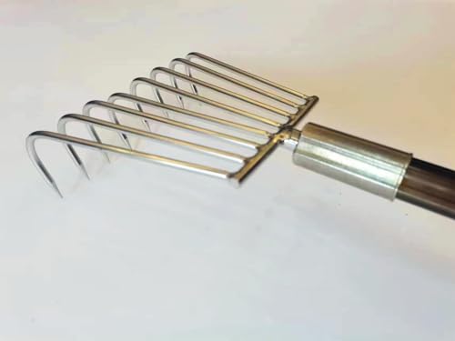 Stainless Steel Garden rake Multi-Functional Clam rake can be Used to Catch the sea Tide Hunting to Pick up Shells and dig Treasures, and Lengthen the Aluminum Alloy Handle.