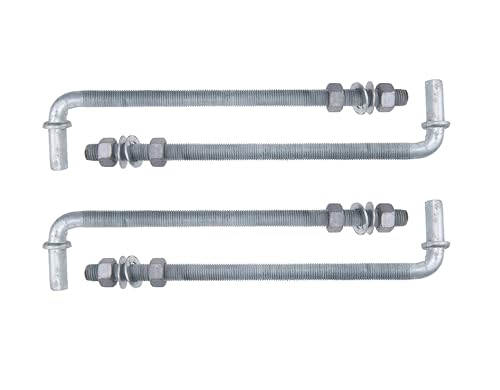 J-Bolt Post Hinge with 5/8" Hinge Pin Galvanized Post Gate Hinge for Chain Link Fence, Washers & Nuts Included (12" (4 Pcs)) - size: 12" (4 Pcs)