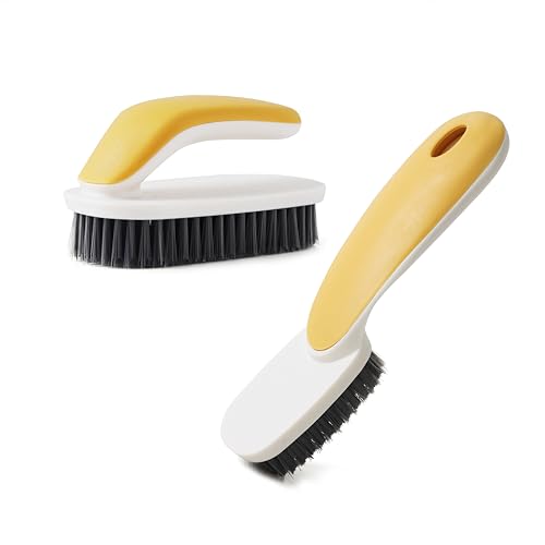 Soft Bristle Laundry Brush for Shoes, Clothes, Hats (Yellow) | Multi-purpose soft bristle brush removes stains from shoes, clothes and hats for laundry, countertop and bathtub cleaning. - color: Yellow