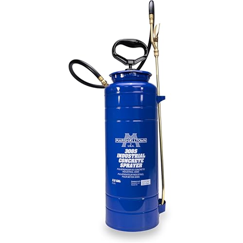MARSHALLTOWN Industrial Concrete Sprayer, 3 1/2 Gallon | 3 1/2 Gallon Epoxy-Lined Tank, Brass Wand and Pump, Viton Seals, Concrete Cure, Sealer and Form Oil, 308S