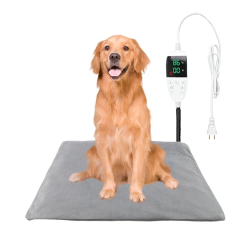 Pet Heating Pad for Cats Dogs with Temp Adjustable & Auto Power-Off | heated dog bed indoor outdoor for dog house keep warm - size: 20" x 26"