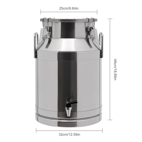 Stainless Steel Sealed Milk Barrel with Spigot，30L/7.92Gallon Large Milk Bucket Wine Can Pail Tote Tank with Sealed Lid & Handle for Milk Wine Oil Liquid Tranport Storage Container - size: With Spigot