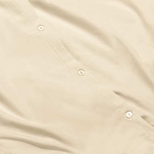 Clara Clark Duvet Cover Ultra Soft Double Brushed Microfiber - Comforter Cover with Button Closure and 2 Pillow Shams, Cream, Twin - 68"x90" - color: Beige Cream, size: Twin
