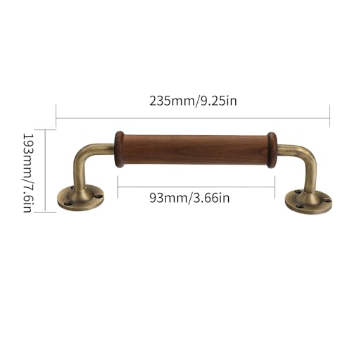 1 Pack Bronze Brass Pull Handle Wood Handle for Fence Gate Barn Door Closet Sliding Door Sheds Indoor Handrail - color: Bronze Brass
