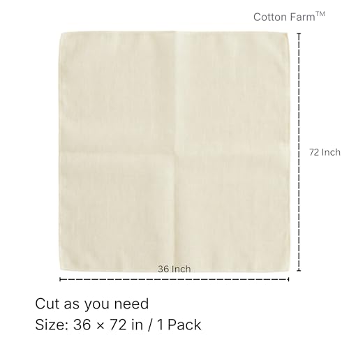 Cotton Farm Grade 100 XL Cheese Cloth for Straining & Cooking; 18 Sq. Ft. (2x1 yards); 100% Unbleached Cotton Cheesecloth; Reusable with Finished 2 Edges; Ultra-Dense (the finest) Butter Muslin - size: 72 x 36 inch / 1 piece