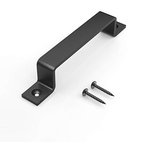 8 Inch Straight Bar Barn Door Handle - Black Cast Iron Pull for Sliding Doors, Gates, Sheds, Fences, Closets - Indoor Outdoor Farmhouse Hardware - size: 8 Inch, style: Straight Bar