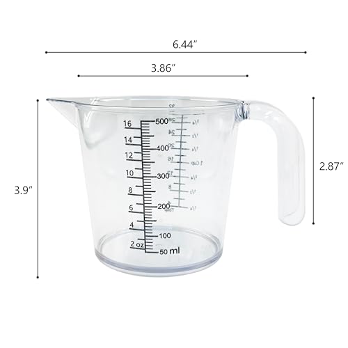 16 oz (2 Cup) Liquid Measuring Cup, Food-Grade Plastic Measuring Cup with Laser-Etched Markings, Clear Single Measuring Cup - size: 16 fl oz