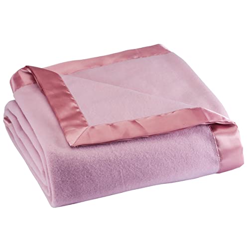 Fleece Blanket with Luxurious Satin Binding Edges, Lightweight | & Machine Washable | Rose, King - color: Rose, size: King