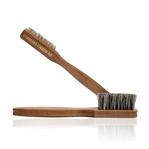 Cobbler’s Choice Co. Leather Care Kit with Horsehair Shoe Brush, Dauber Brush, Welt Brush, Microfiber Cloth - Brown - color: Brown