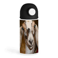 Funny Goat Enthusiast 12oz Kids Black Bottle – Smiling goat with brown and white fur – Farm Day, Daily Hydration - color: Black